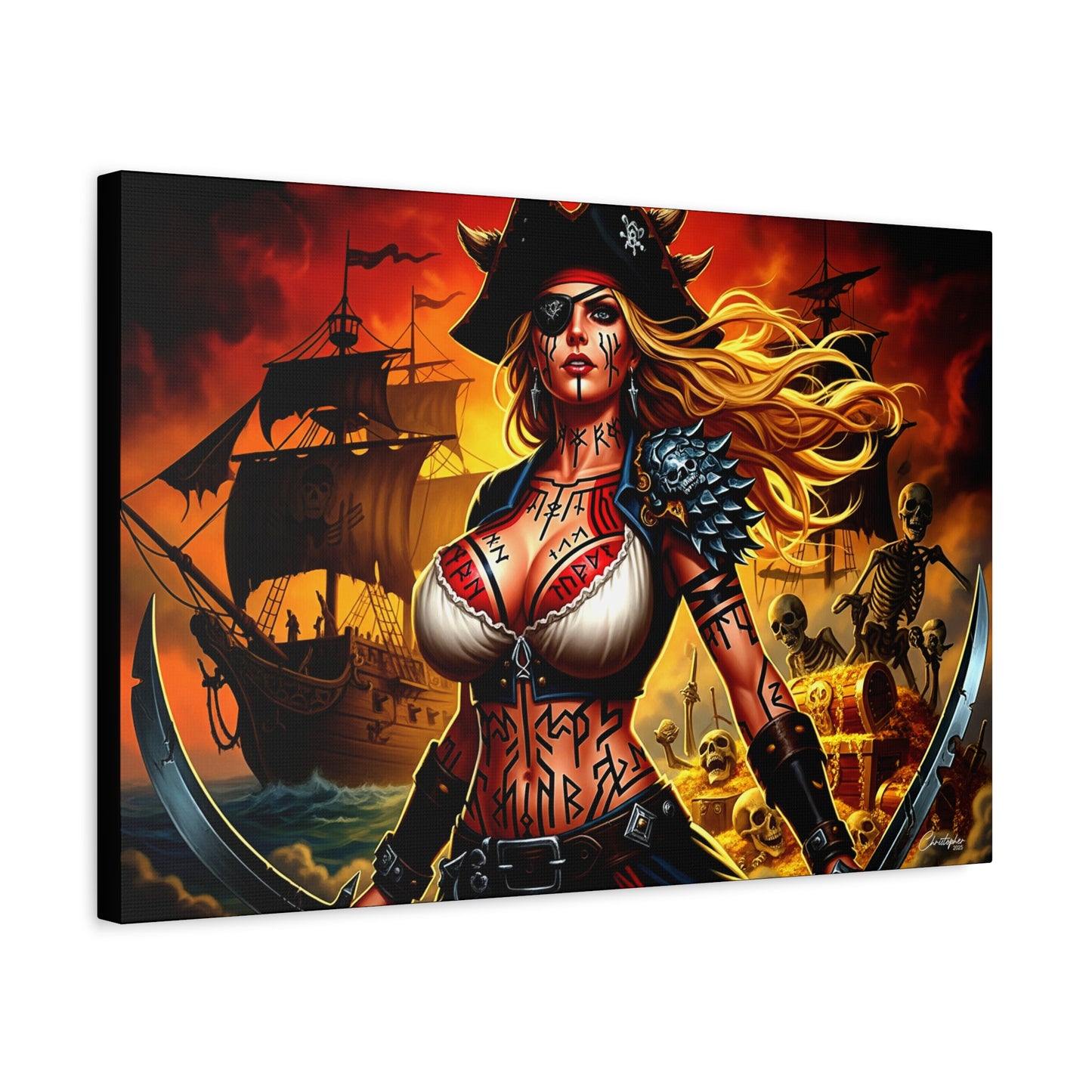 Bold Pirate Canvas Print, Nautical Wall Art, Gothic Home Decor, Pirate Lover Gift, Spooky Halloween Decoration, Adventure Wall Hanging