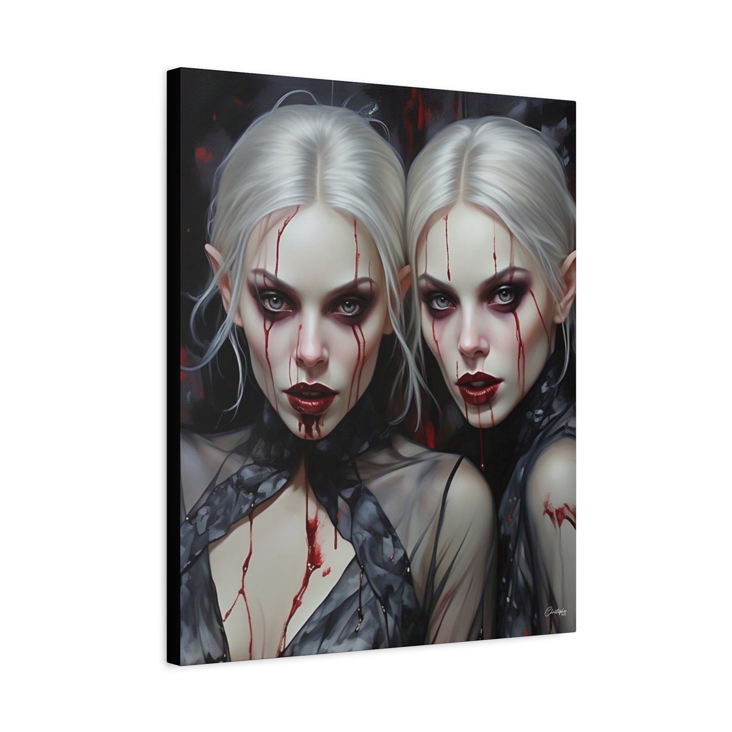 Gothic Canvas Art Print, Dark Fantasy Wall Decor, Horror Art, Halloween Home Decor, Vampire Artwork, Unique Gift for Spooky Season