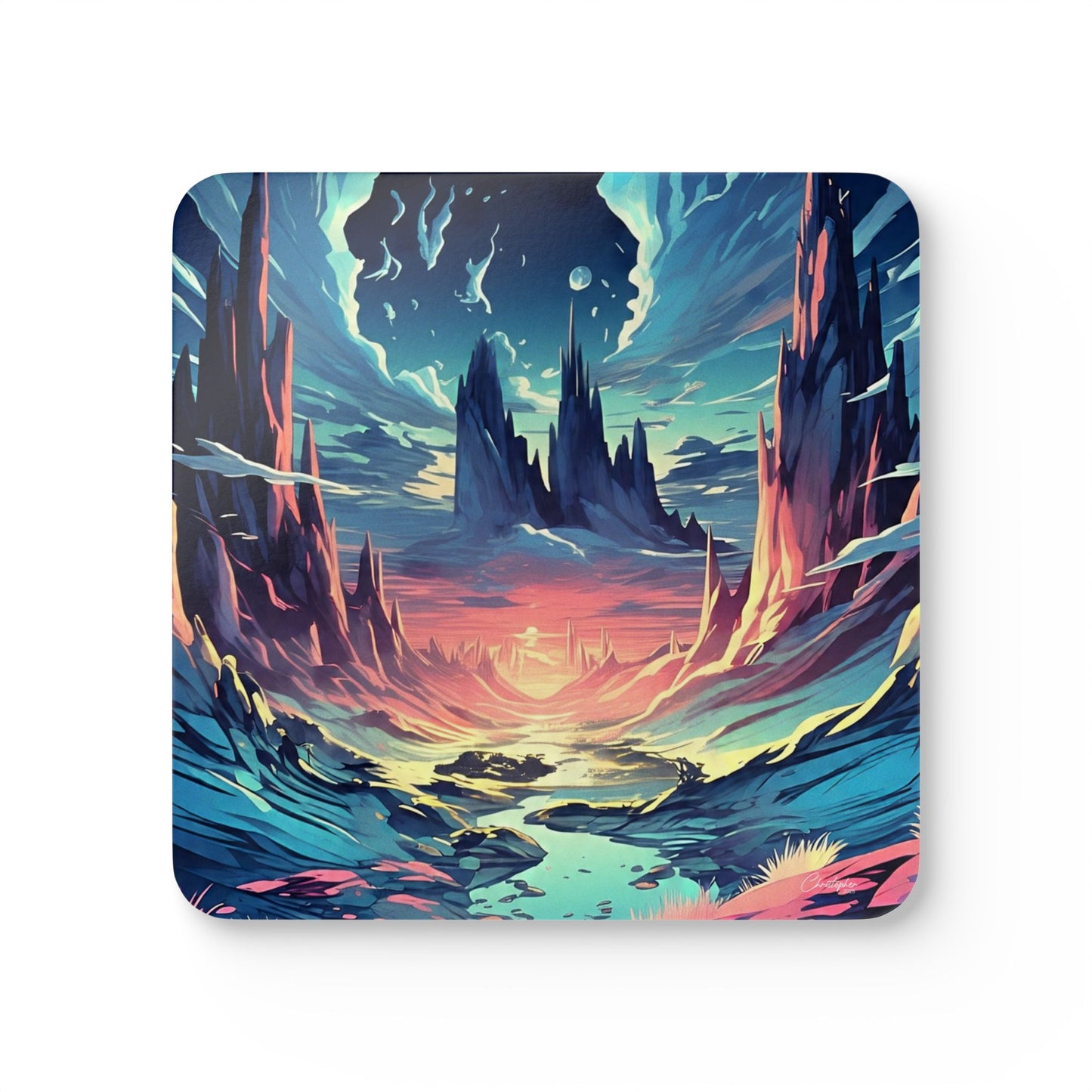 Vibrant Nature-Inspired Cork Coaster Set, Home Decor, Gift for Nature Lovers, Eco-Friendly Drink Coasters, Scenic Table Accents