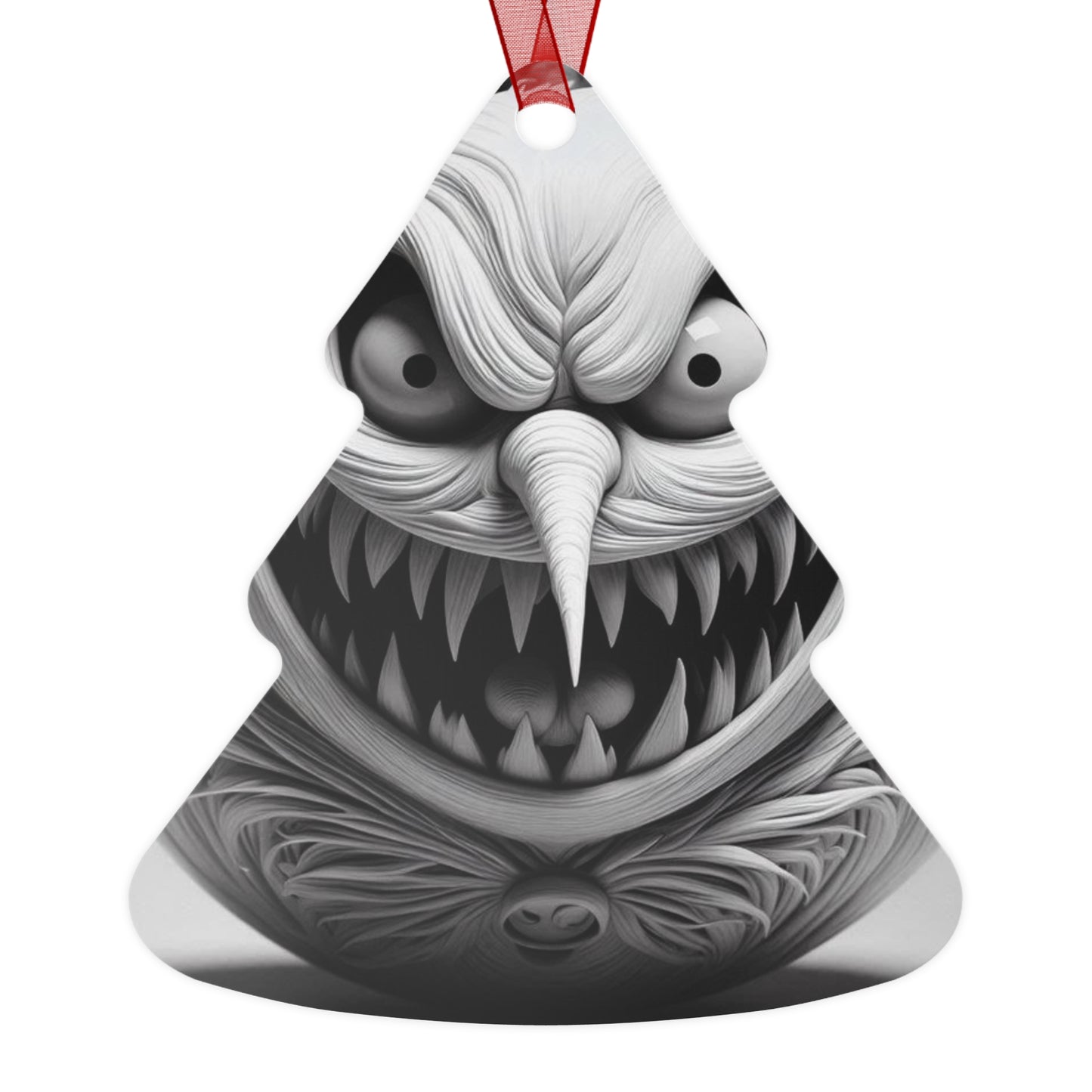 Creepy Grin Metal Ornament — Scary Christmas Bell Decoration
