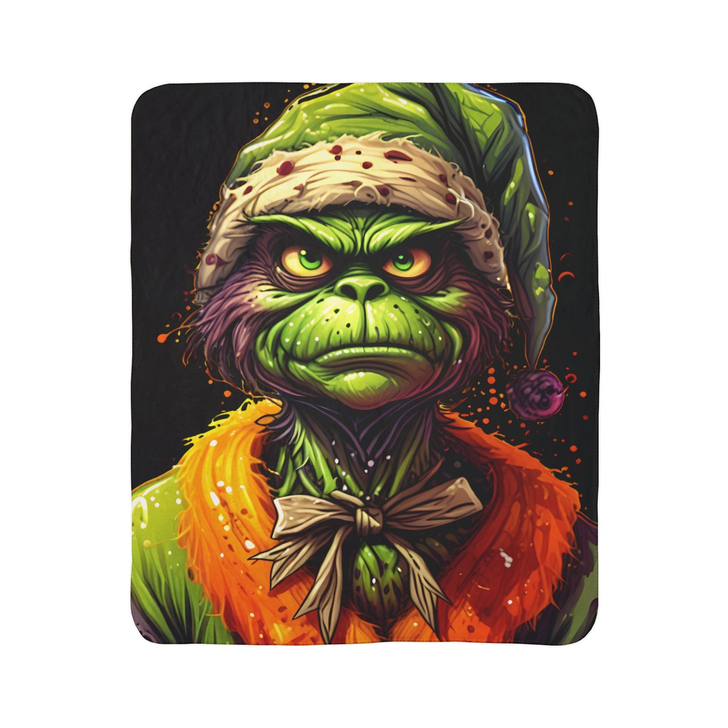 Grinch-Inspired Fleece Sherpa Blanket – Creepy Holiday Cozy Throw