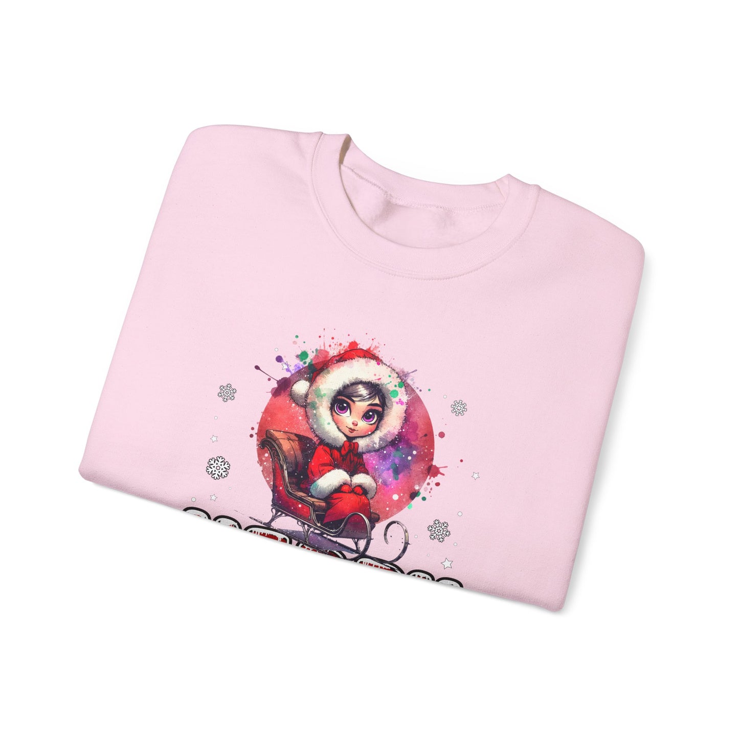 Christmas Crewneck Sweatshirt — Cute Santa Girl 'Merry Christmas' Holiday Pullover