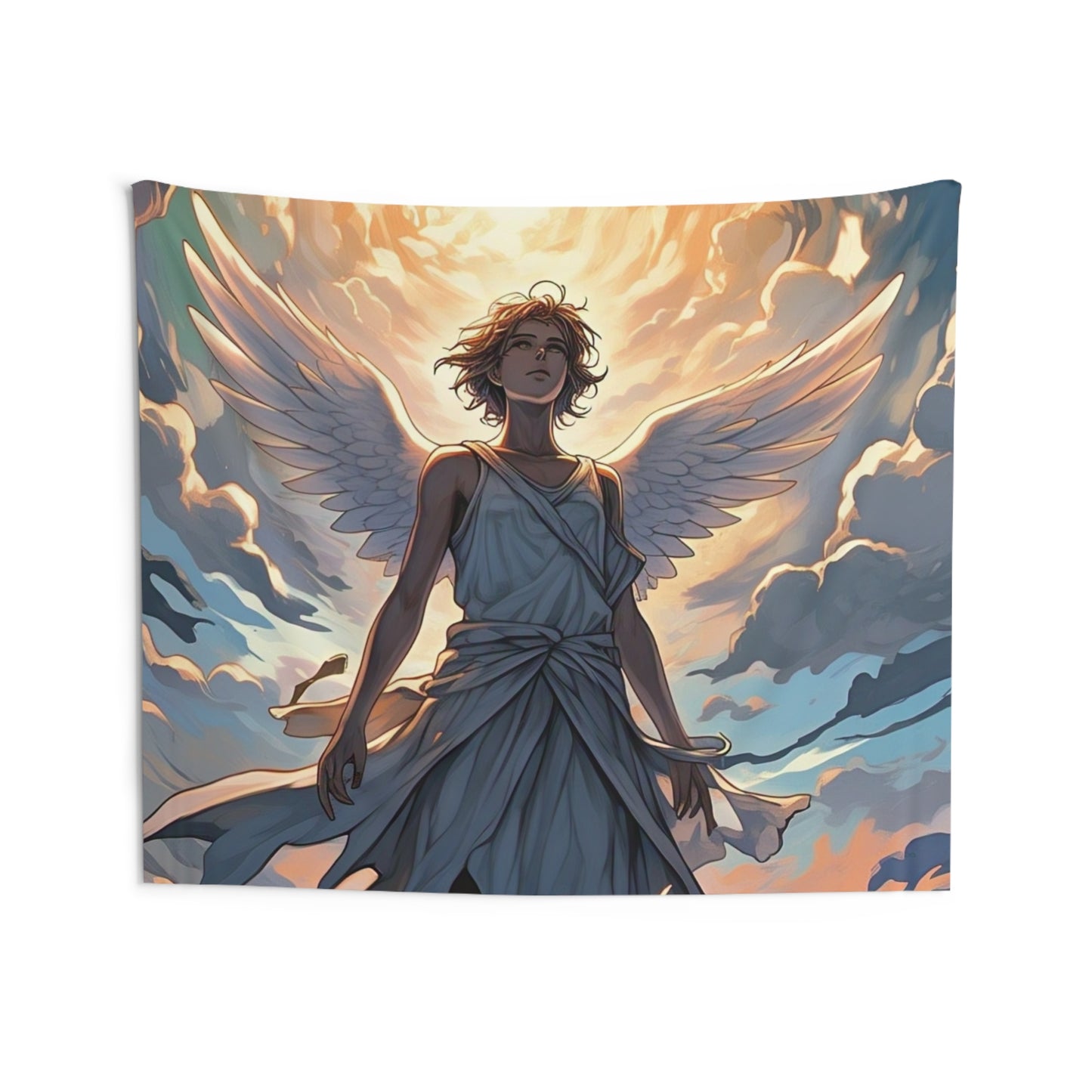 Angel Wall Tapestry — Radiant Guardian Sunset Decor