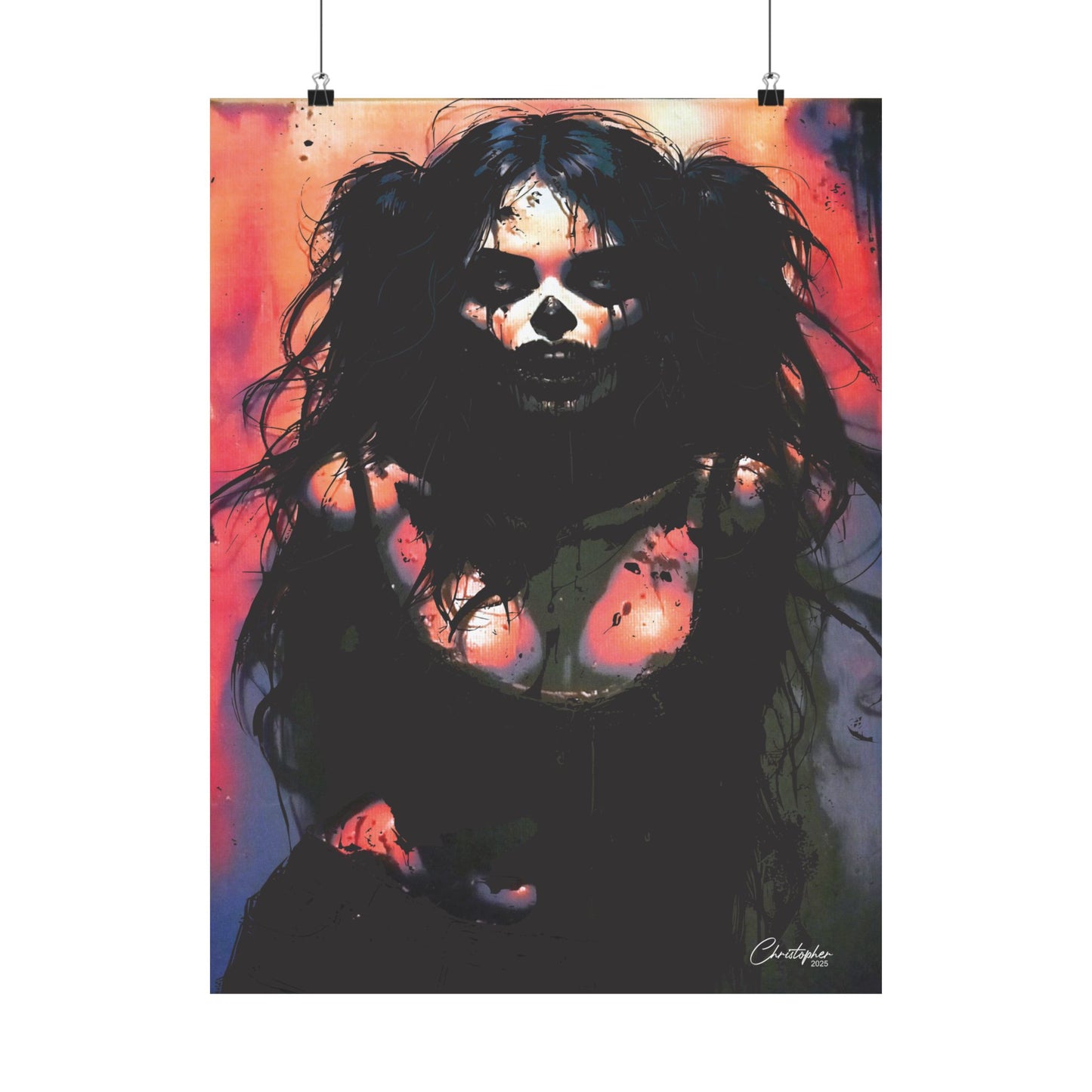 Laser Engraved Original Art Gothic Wall Art Poster, Edgy Home Decor, Alternative Aesthetic Prints, Halloween Decor, Unique Gift Idea