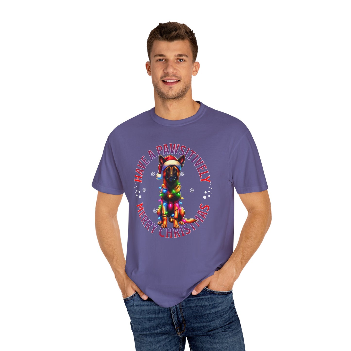 Christmas Malinois T-Shirt — "Have a Pawsitively Merry Christmas" Holiday Tee
