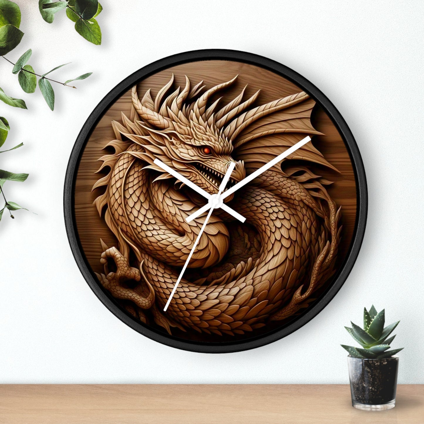 Dragon Art Wall Clock, Unique Home Decor, Fantasy Gift, Asian Inspiration, Timeless Wall Art