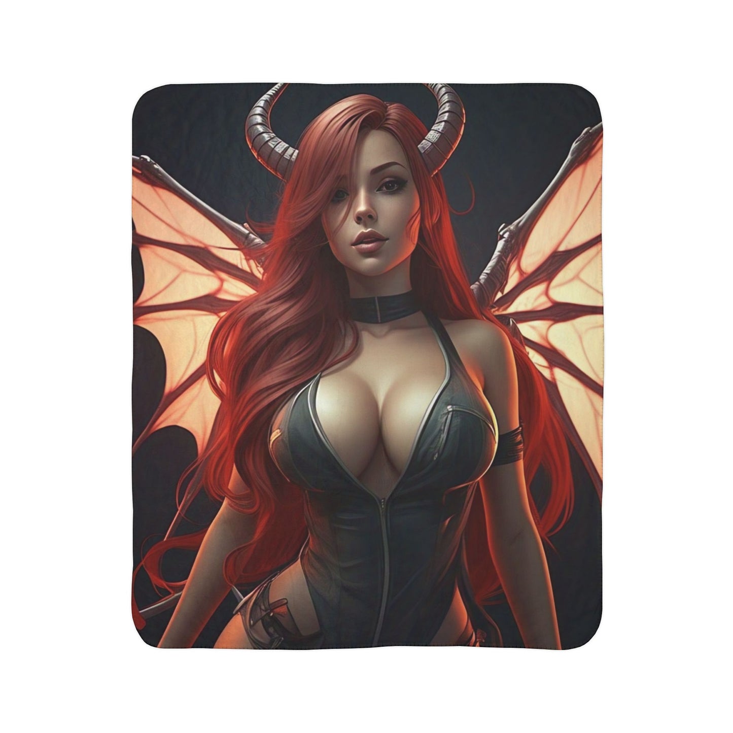 Cozy Demoness Fleece Sherpa Blanket | Warm Throws, Halloween Decor, Gothic Home, Fantasy Gifts, Cozy Nights