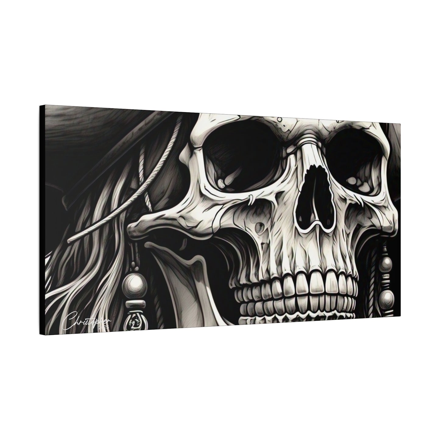 Pirate Skull Canvas Art - Edgy Gothic Decor, Wall Art for Halloween, Gothic Home Decor, Pirate Theme, Gift for Him