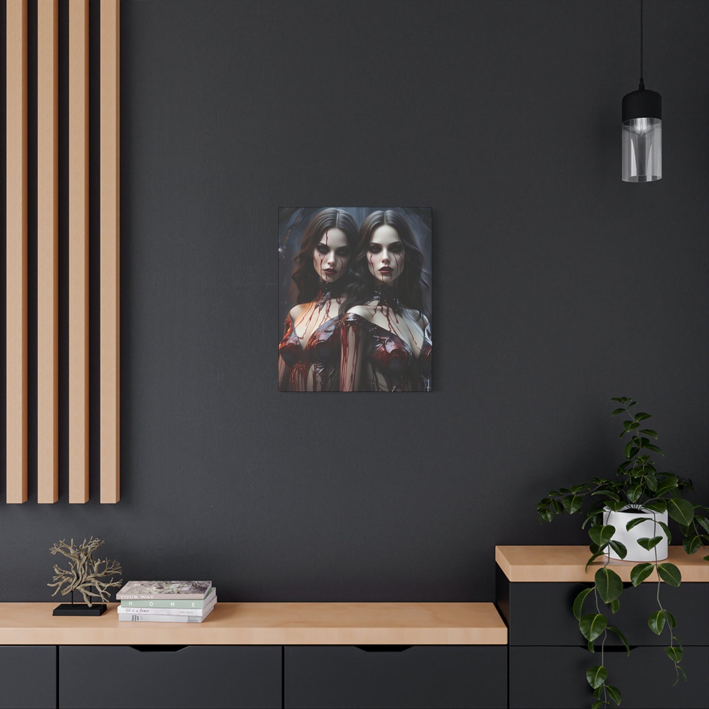 Gothic Vampire Canvas Art, Wall Decor, Horror Artwork, Halloween Home Decor, Spooky Room Accent, Unique Gift Idea