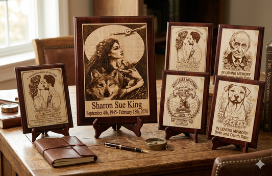 Heirloom Custom Memorial Plaque – Layered Mahogany & Pine (Free U.S. Shipping)
